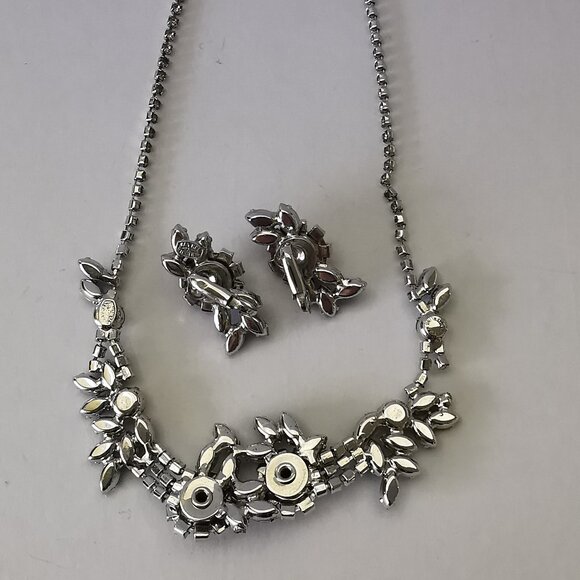 Vintage Sterling Jay Kel Rhinestone Necklace and Earring Set - Picture 12 of 15